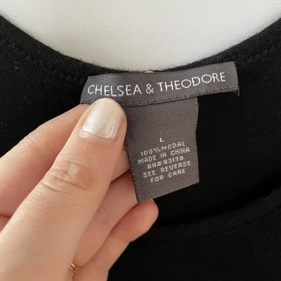 Chelsea & Theodore black gothcore ruffled sleeveless maxi dress summer modal L - Picture 3 of 9